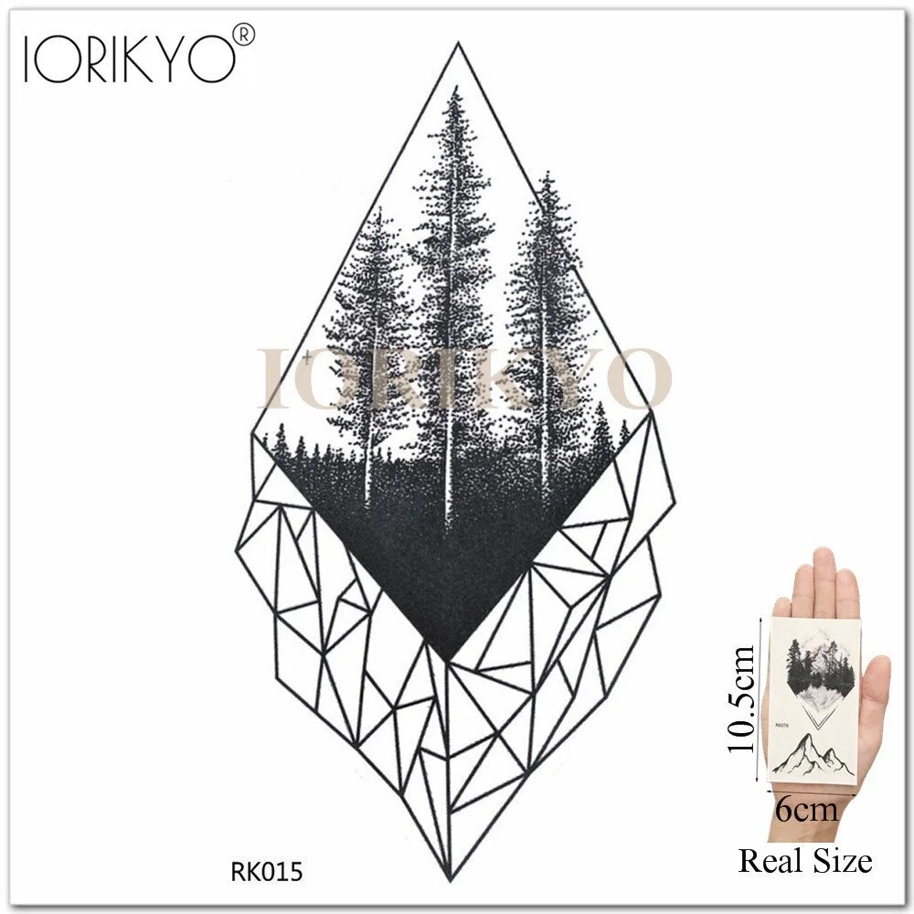 IORIKYO Flash Sexy Tempoary Women Tattoo Arm Fox Sticker Men Black Wolf Chest Forest Hill Bear Fake Tatoo Makeup Tattoo Body Art