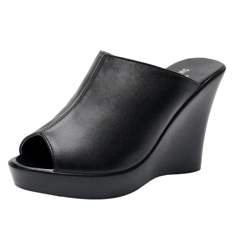 Breakj Breakj And Cool Slippers Women Summer Fish Mouth Fitting Room High Hedile Waterproof Table Word Drag Loose Cake Wearing Slippers