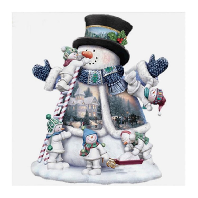 Diamond Painting - Round Drill - Partial Drill - Christmas Snowman(30*30cm)