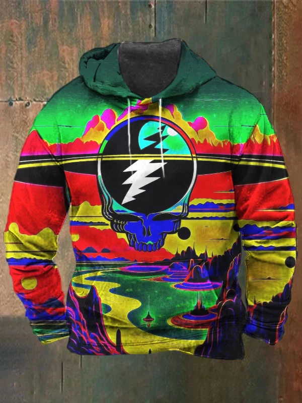 Unisex Skull Print Heavyweight Hoodies