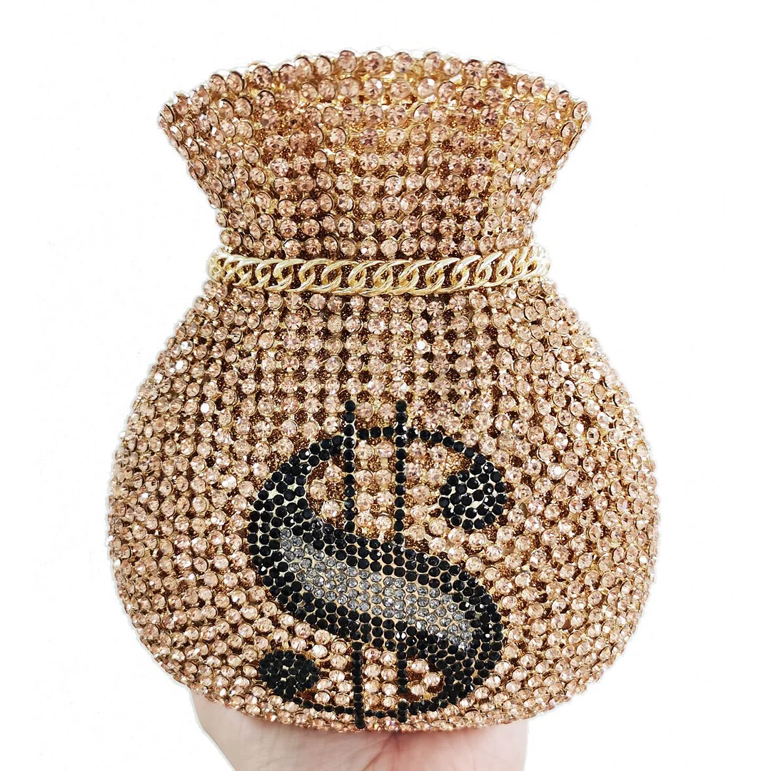 Wholesale Dollar Designer Crystal Clutch Bags Wedding Bridal female pochette Purse boutique banquet Evening Bags sm80