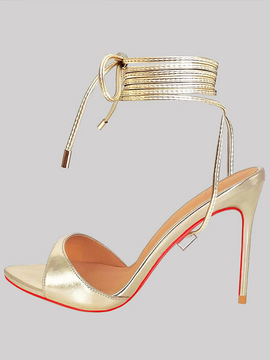 100mm Women's Red bottom High Heel Sandals Lace Up Stilettos Heels Strappy Ladies Slippers Party Wedding Banquet Shoes