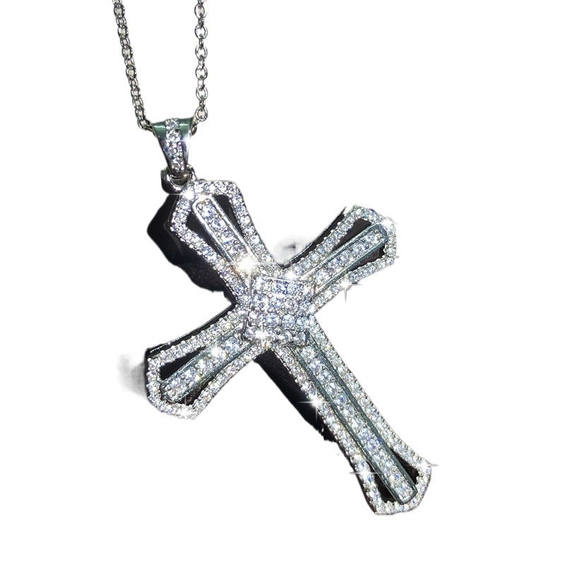 Copper Cable Chain Plating Cross Zircon Necklace
