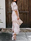 Gauze Split-Joint Short Sleeves Midi Dress