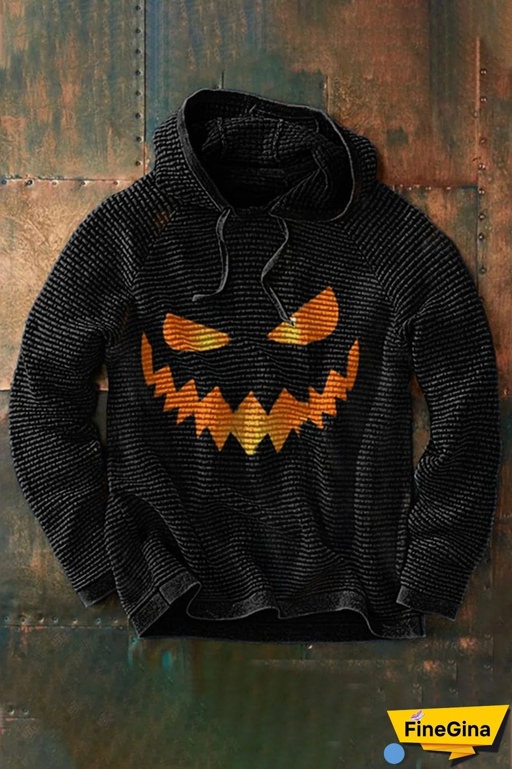 Black Men's Casual Halloween Print Pullover Hoodie