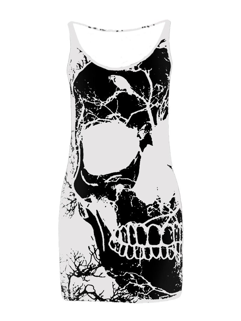 Sexy Sleeveless Punk Skull Dress