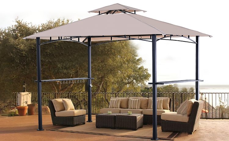 Grand Patio Grill Gazebo 8 x 5 FT,Patio Canopy Shelter for Outdoor BBQ,Water Resistance Gazebo Tent (Champagne)