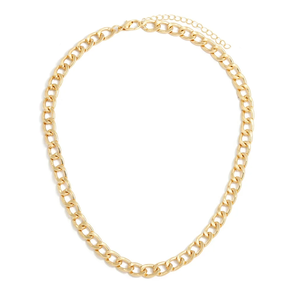 Dvacaman New Punk Gold Color Portrait Pendant Necklace for Women Cuban Multi Layered Chunky Thick Chain Choker Necklaces Jewelry