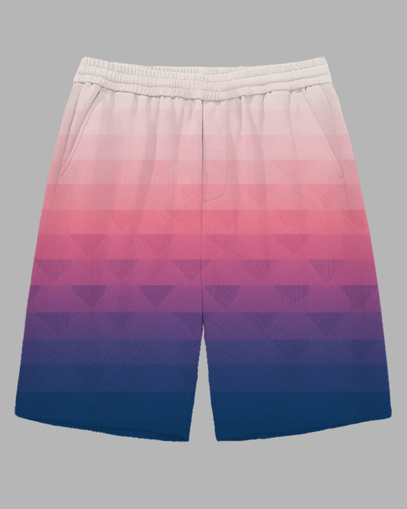 Big Men's Triangle layered Gradient Effect Casual Shorts