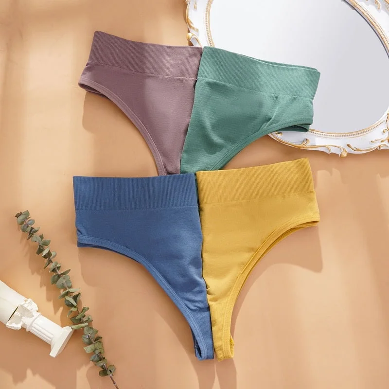 Women's Thong Cotton Panties Sexy Panties G-String Solid Color Wide Waist T back Female Seamless Thongs Intimate Underwear