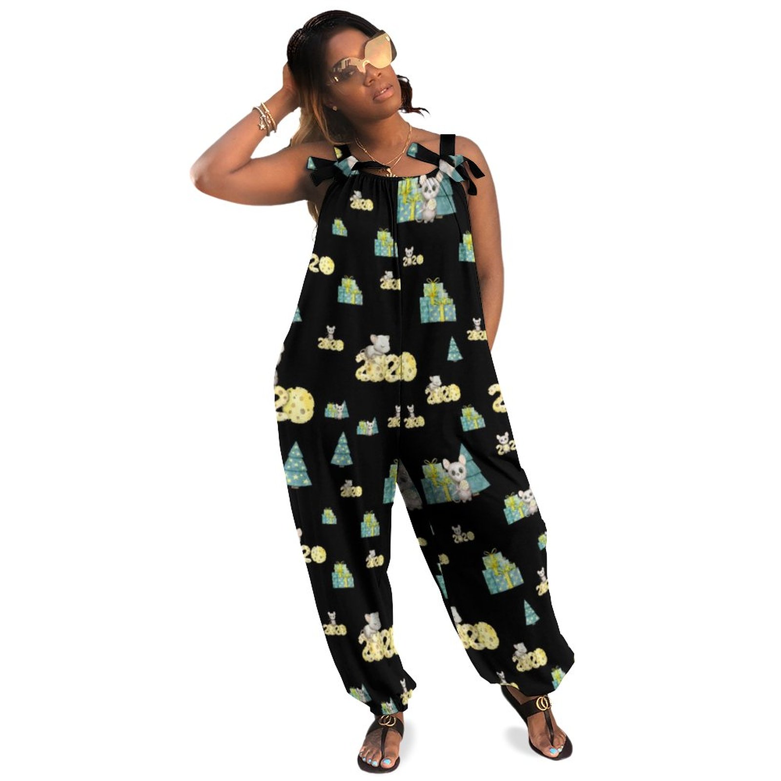 Chinese New Year Of The Rat 2020 Sexy Hot Black Boho Vintage Loose Overall Corset Jumpsuit Without Top