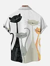 Trendy Casual Cartoon Cat Hawaiian Short Sleeve Shirt