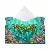 DIY Diamond Art Tissue Box Holder Turtle PU Leather Diamond Art Desktop Organizer Resin Rhinestone Storage Organizers Gem Art Home Office Decor Craft Gift