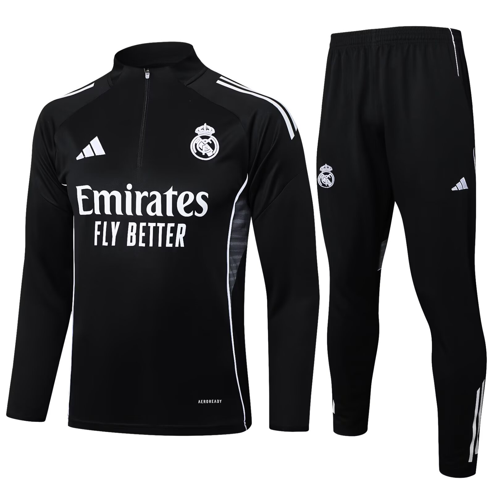 25/26 Real Madrid Half-Pull Black Training Kit Football Thai Quality