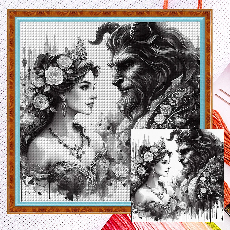 Beauty And The Beast (40*40cm) 11CT Counted Cross Stitch gbfke