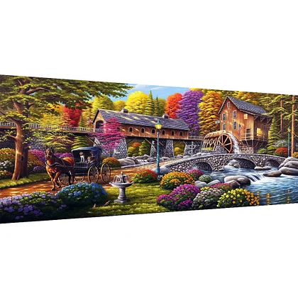 5d Diy Large Diamond Painting Kits For Adult, Country Cabin Round
