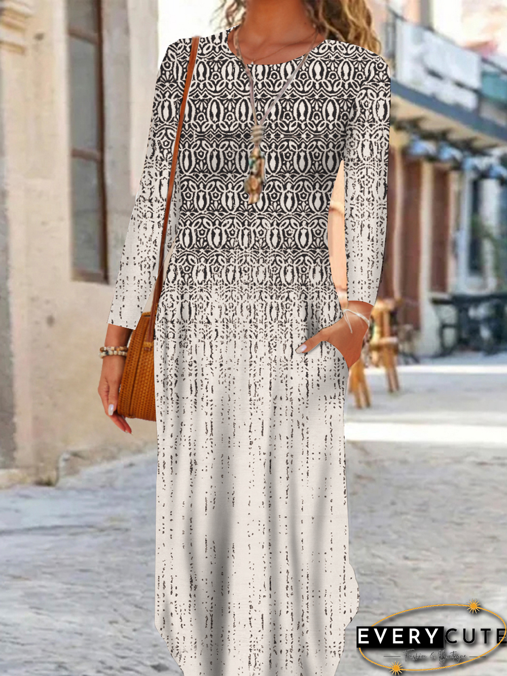 Loose Crew Neck Jersey Dresses