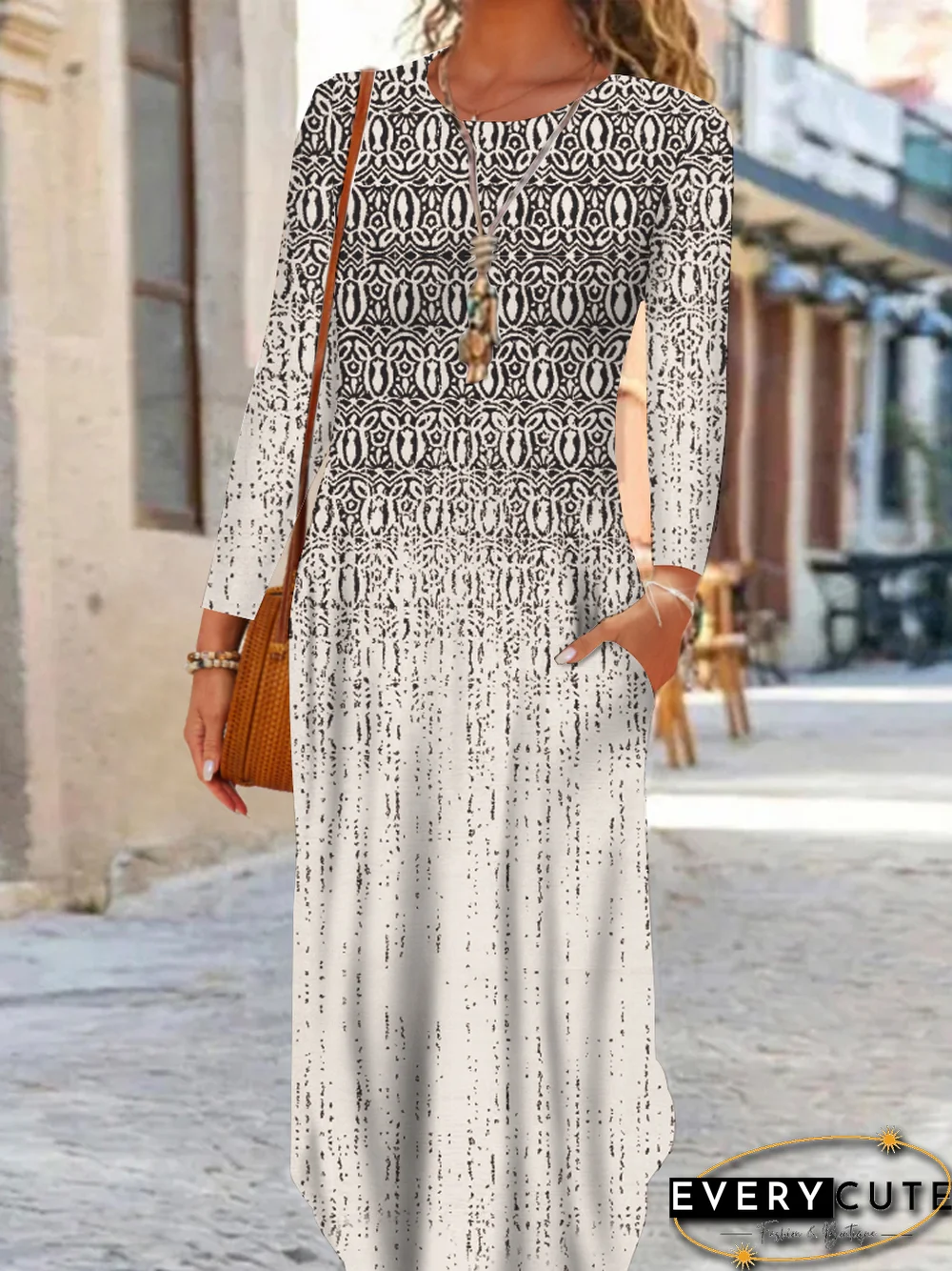 Loose Crew Neck Jersey Dresses