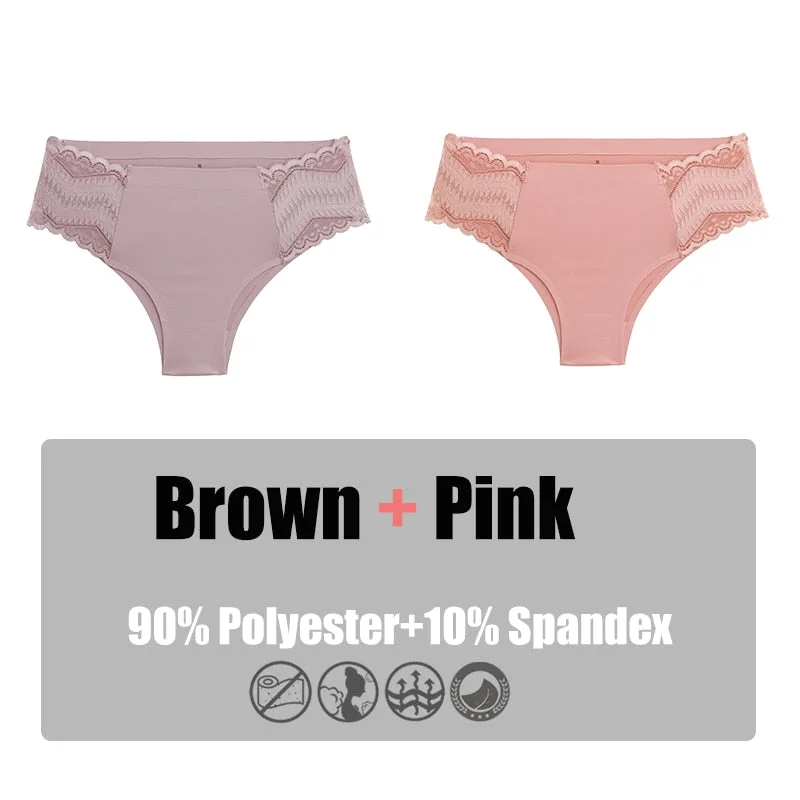 2PCS/Set Women Panties Lace Underwear Briefs Seamless Panties Sexy Lingerie for Female Intimates Underpants Floral Lace Pantys