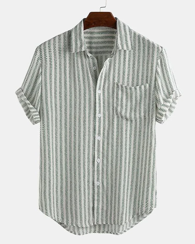 Fashion Stripe Holiday Short-Sleeved Shirt