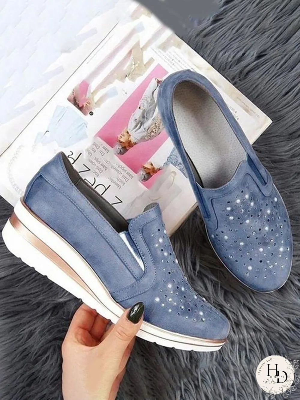 Comfortable Rhinestone Slope Casual Shoes