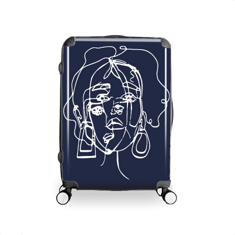 Line Silhouette Of Girl, Sculpture Hardside Luggage