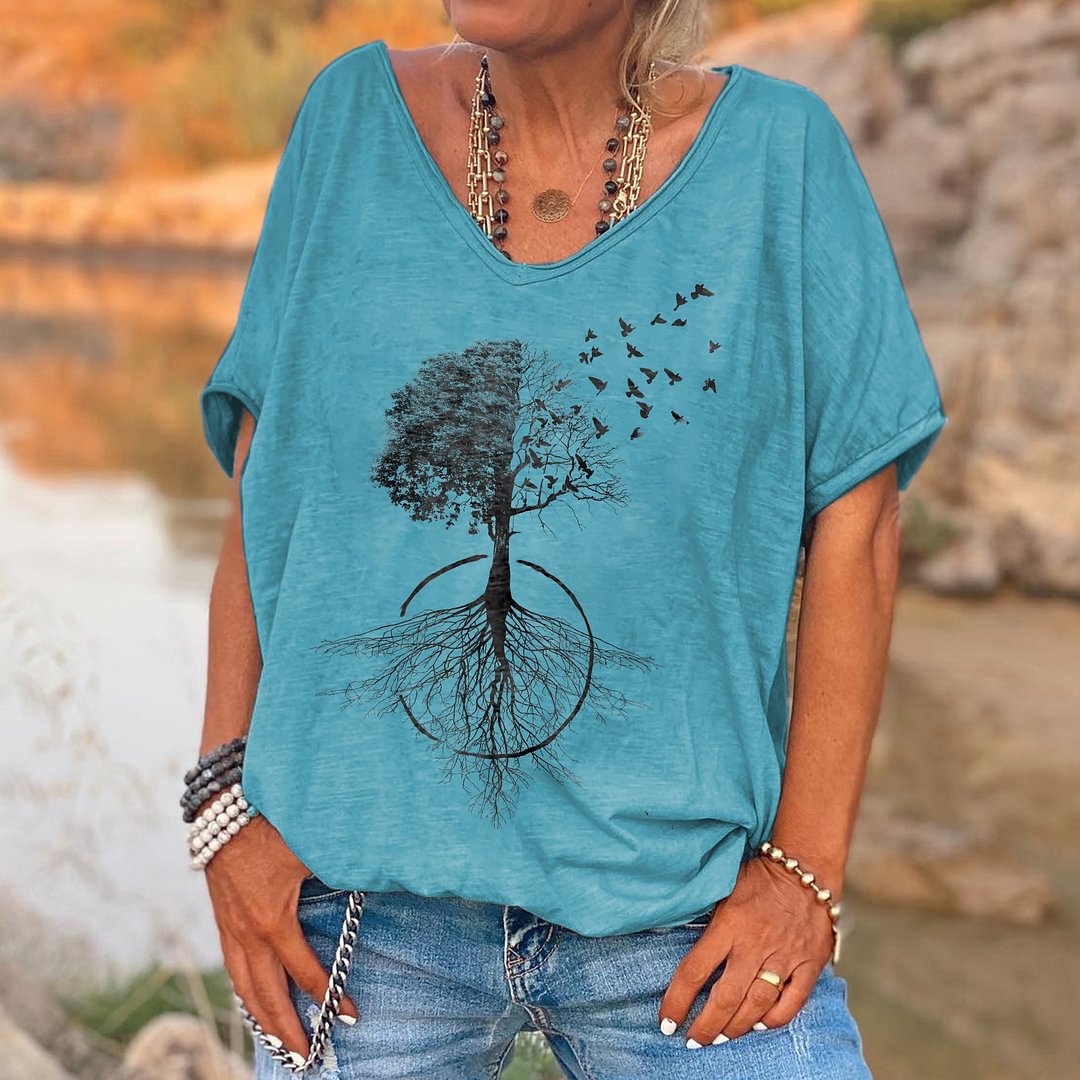 Peace Tree Hippie Printed Women's T-shirt