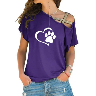 Crossed Irregular Love Footprint T-Shirt