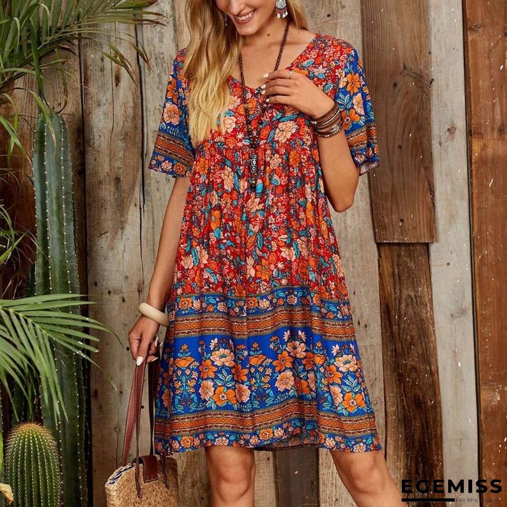 Casual Women's Printed Loose Chiffon Dress | EGEMISS