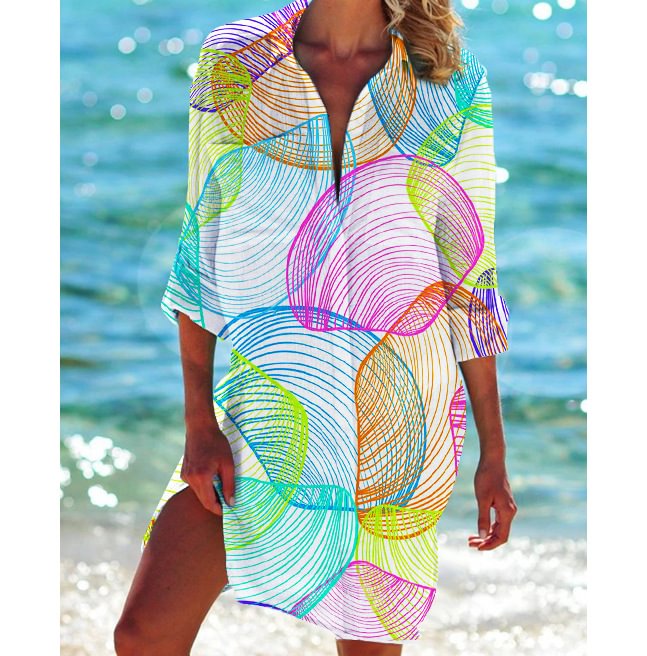 Women's Line Printed Holiday Beach Shirt