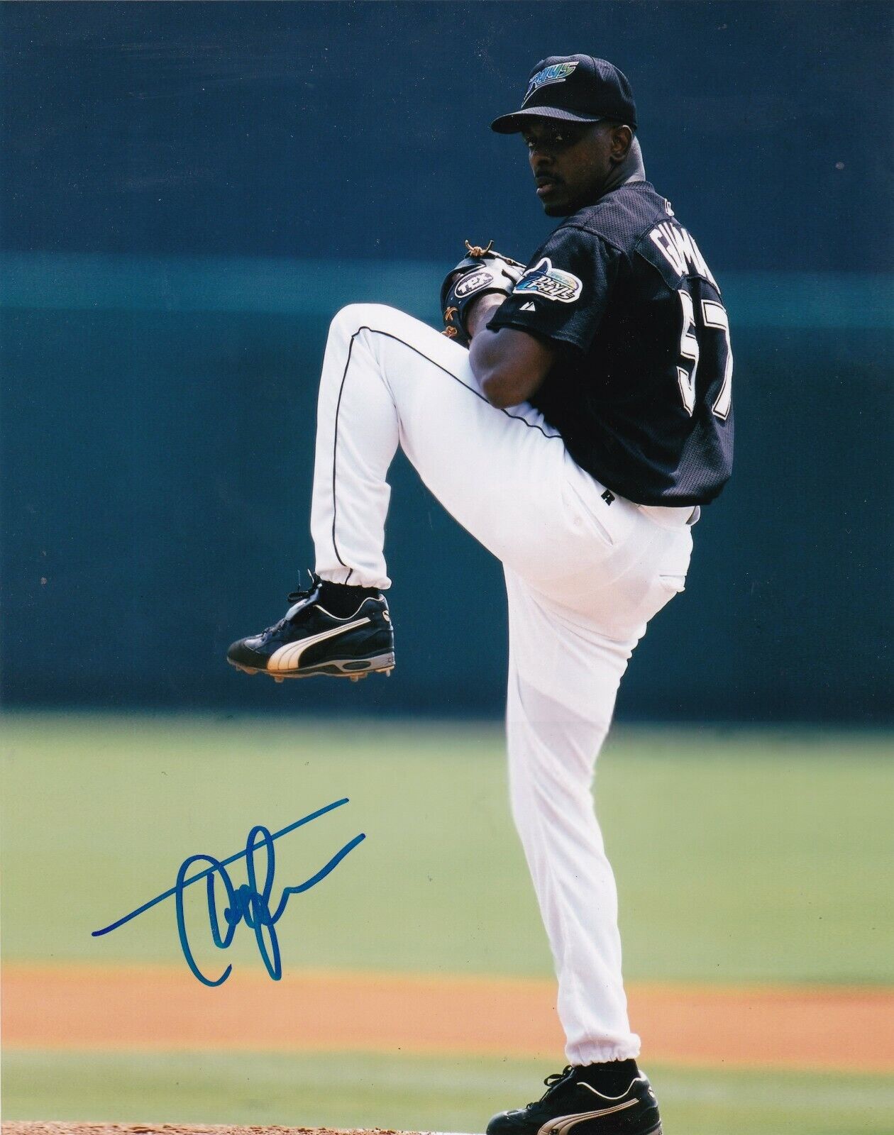 JUAN GUZMAN TORONTO BLUE JAYS ACTION SIGNED 8x10