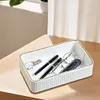 [US Local Warehouse] Valet Tray Multi-Function Desktop Organizer Tray PU Leather Storage Box (White)