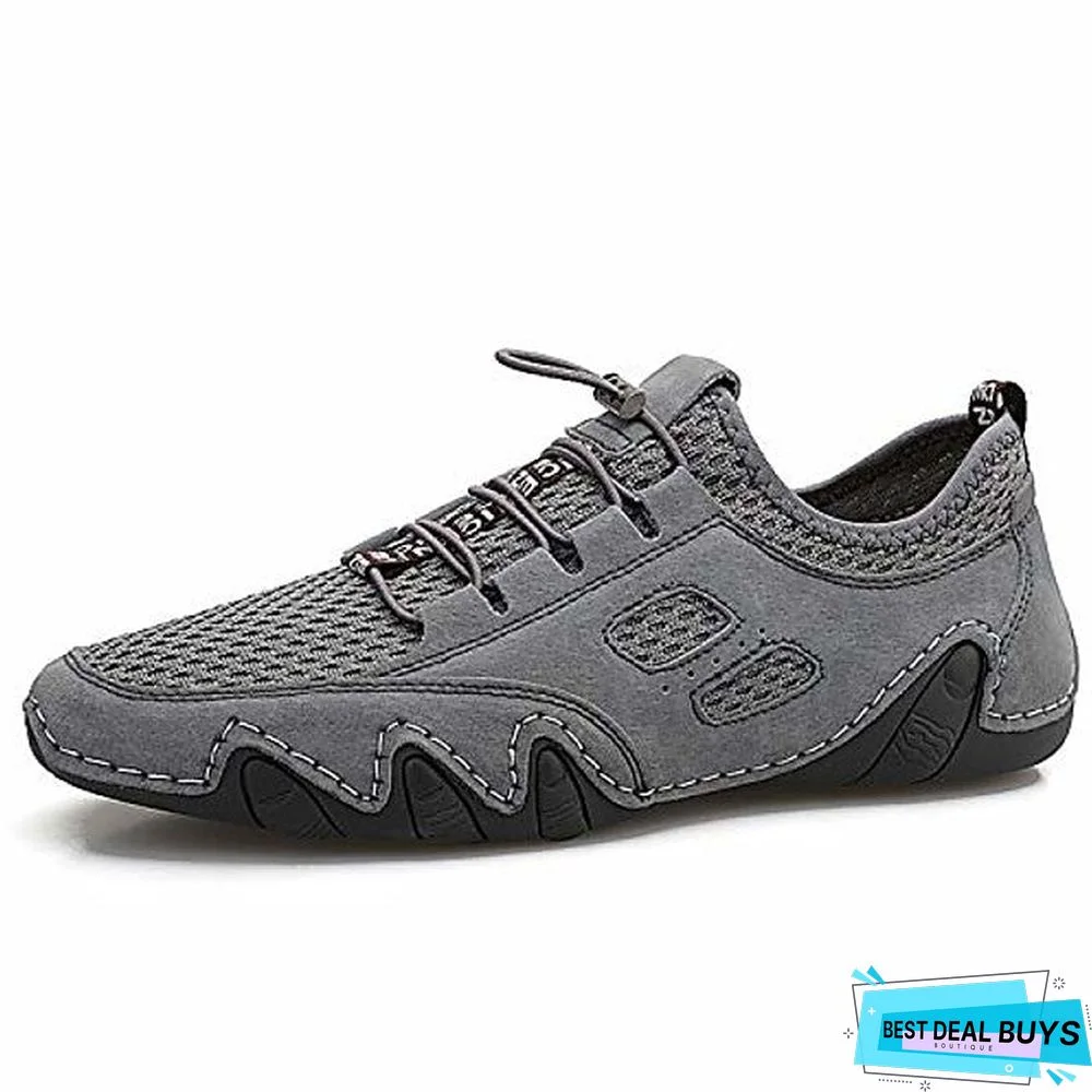 Men's Leather Driving Shoes Casual Comfort Loafer Moccasin Gray 10