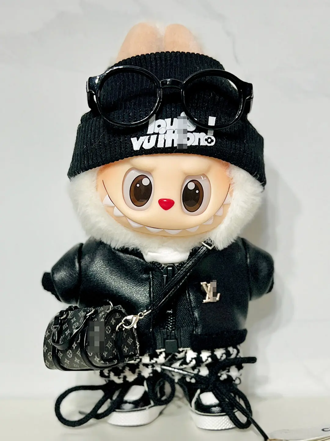 LABUBU Clothes LV and Chanel Black Houndstooth Outift