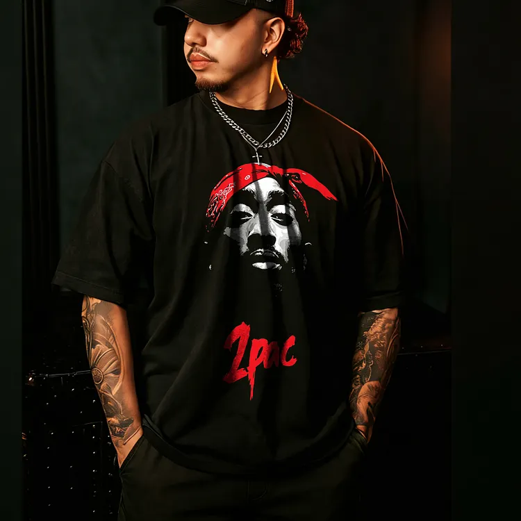 2Pac Bandana Tattoo Printed Men's T-shirt