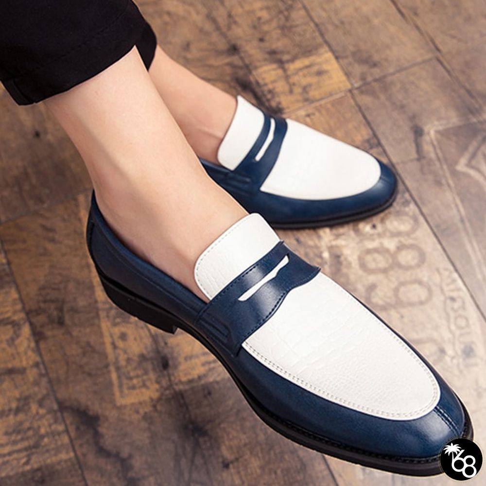 Fashionable British Style Casual Color Contrast Leather Shoes | 168DEAL