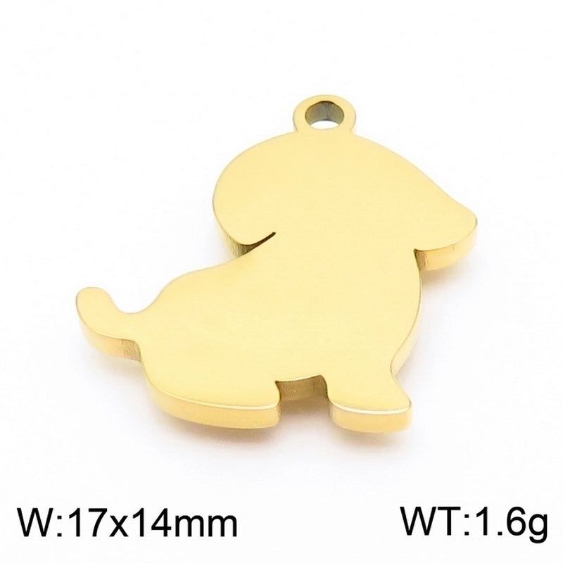 10 Pieces Stainless Steel Zircon 18K Gold Plated Animal