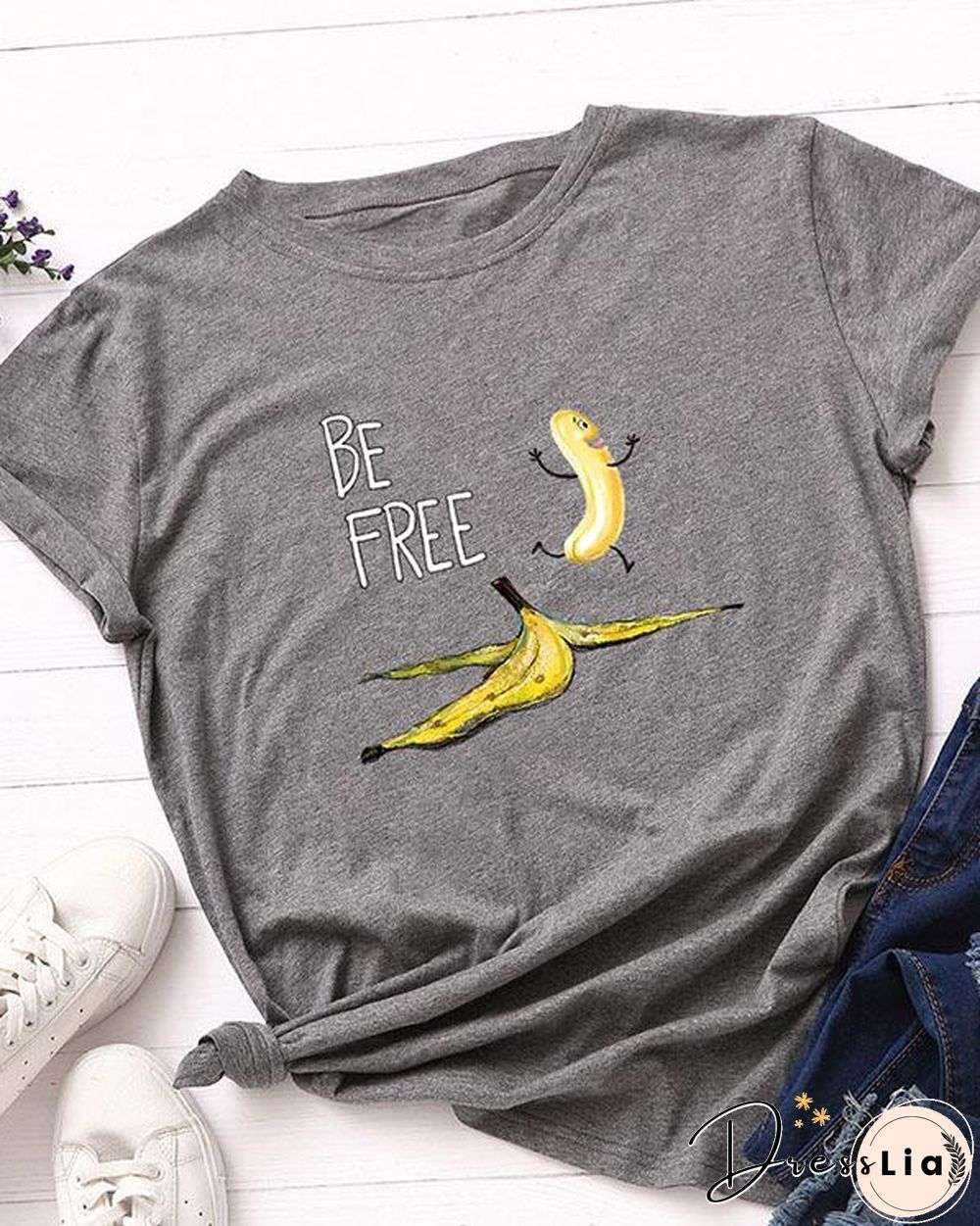 Be Free Print Short Sleeve T-Shirt