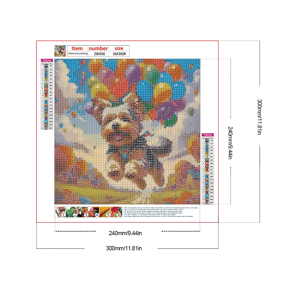 Diamond Painting - Full Round Drill - Balloon Puppy(Canvas|30*30cm)