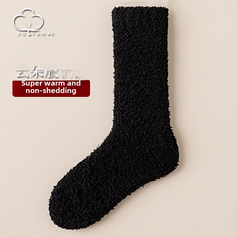 Coral Velvet Socks Women’s Mid-calf Length Socks Autumn And Winter Fleece-lined Thick Warm Plush Women’s Socks Winter Floor Sleep Socks Women