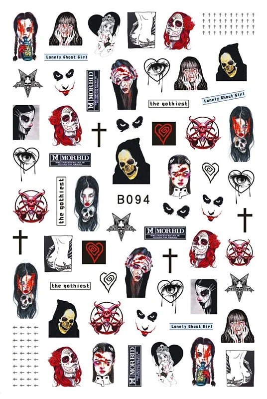 Happy Halloween Nail Sticker Manicure Self Adhesive Skull Toe Stickers Design Nail Art Decals for DIY Decor Wraps Witch Decals