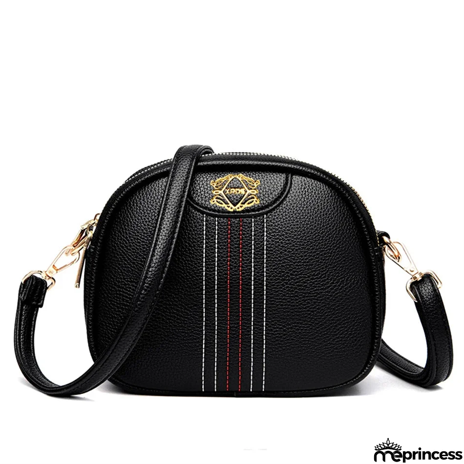 Women's PU Zipper Closure Solid Pattern Luxury Shoulder Bag
