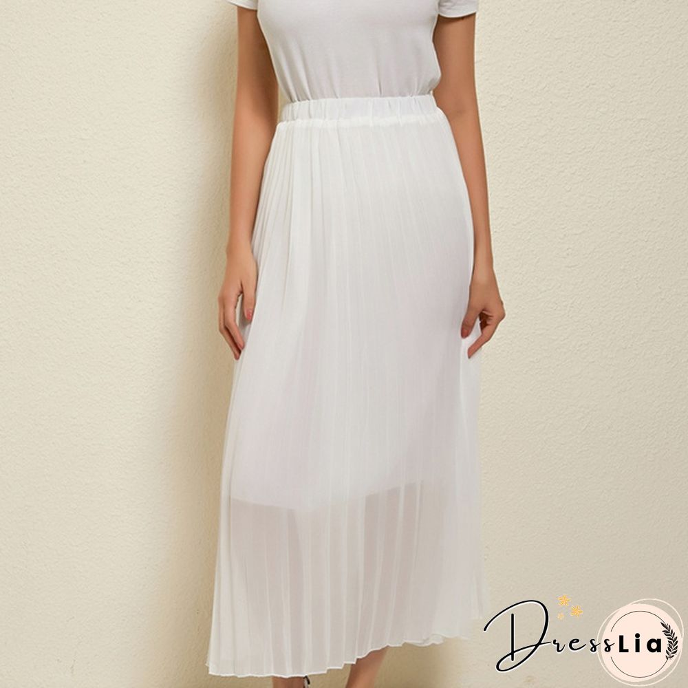 Summer New Fashion Women's Skirt One Size Multicolor Solid Pleated Skirt