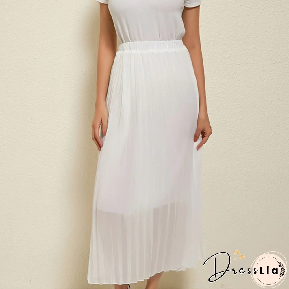 Summer New Fashion Women's Skirt One Size Multicolor Solid Pleated Skirt