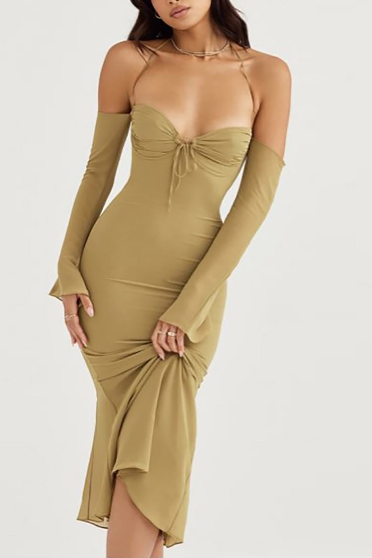 Off The Shoulder Ruffle Midi Dresses