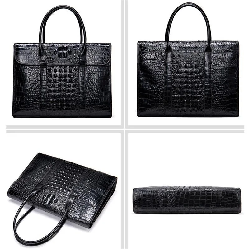 Casual Business Crocodile Leather Multipurpose Large Capacity Briefcase Handbag