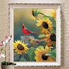 Diamond Painting-Partial Round Drill Sparrow beside Sunflowers