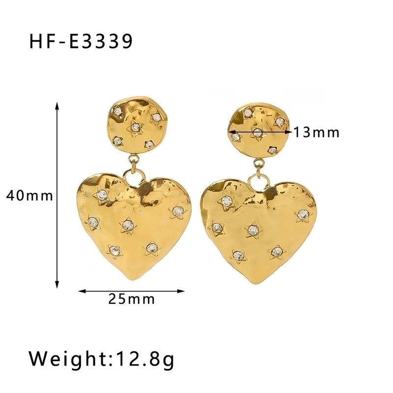 1 Pair Hip-Hop Vintage Style Classic Style Leaves Heart Shape Flower Tassel Plating Inlay Stainless Steel Zircon 18K Gold Plated Earrings