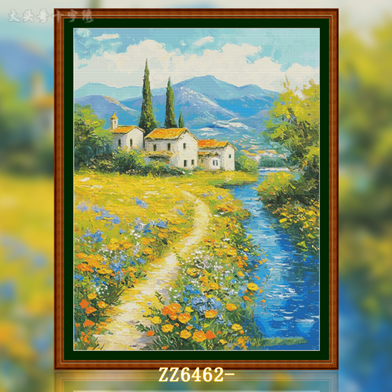 [ZZ6462-Oil Painting Roadside Landscape] Painting Fairy Cross Stitch