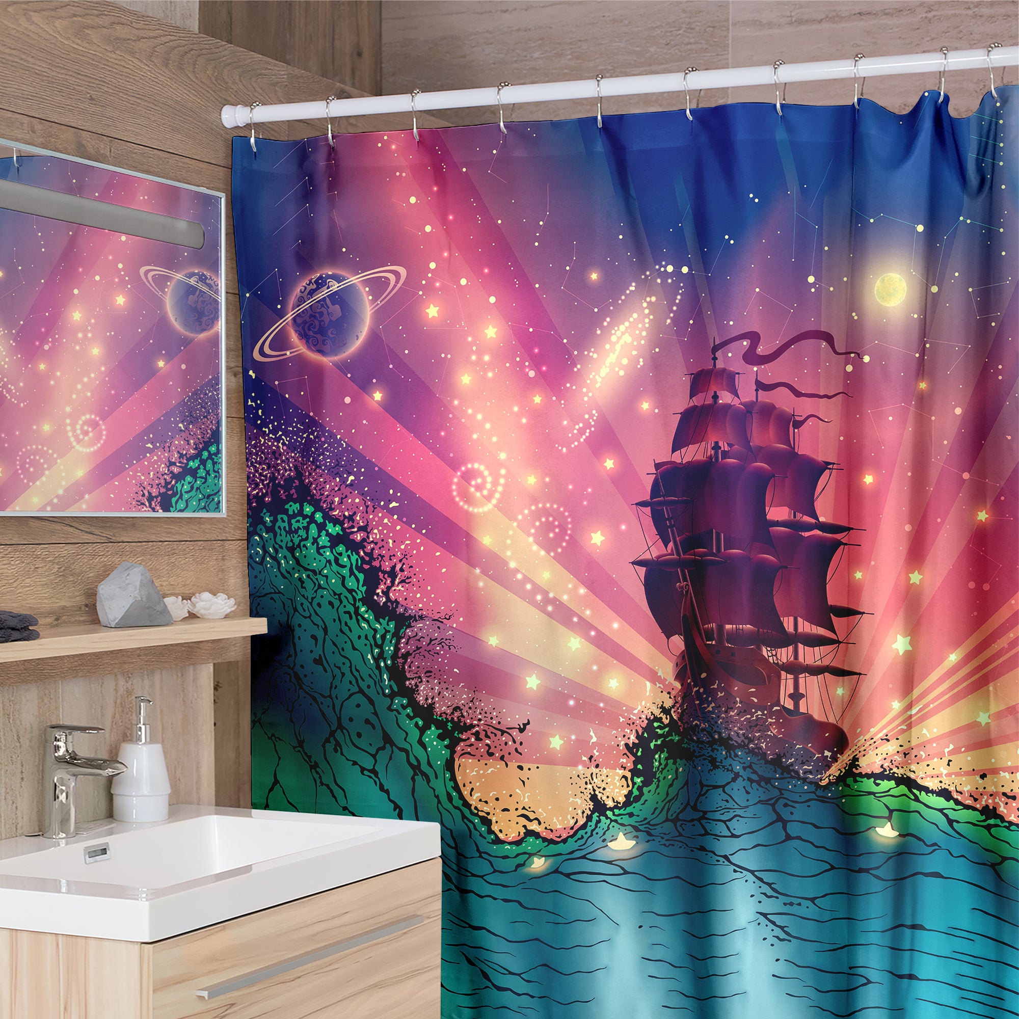 

Space Ship - Print Shower Curtain, 180*180cm, 501 Original